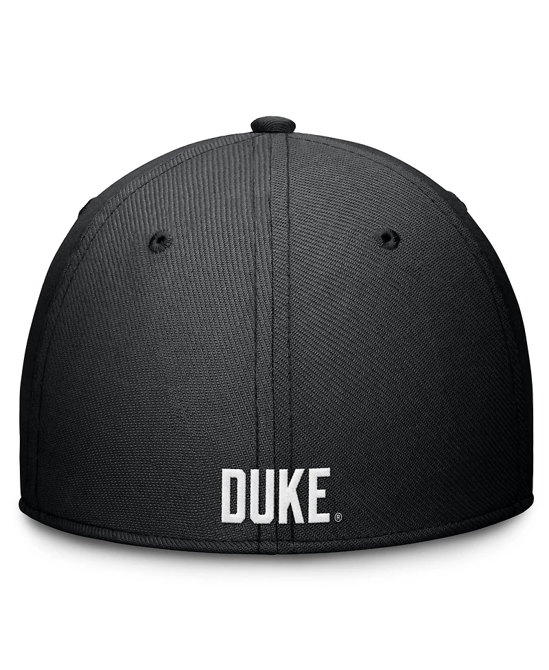 Nike Men's Black Duke Blue Devils Rise SwooshFlex Dri-fit Hat