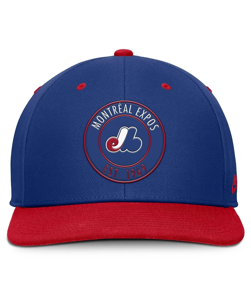 Nike Men's Blue/Red Montreal Expos Cooperstown Collection Pro Dri-fit Snapback Hat