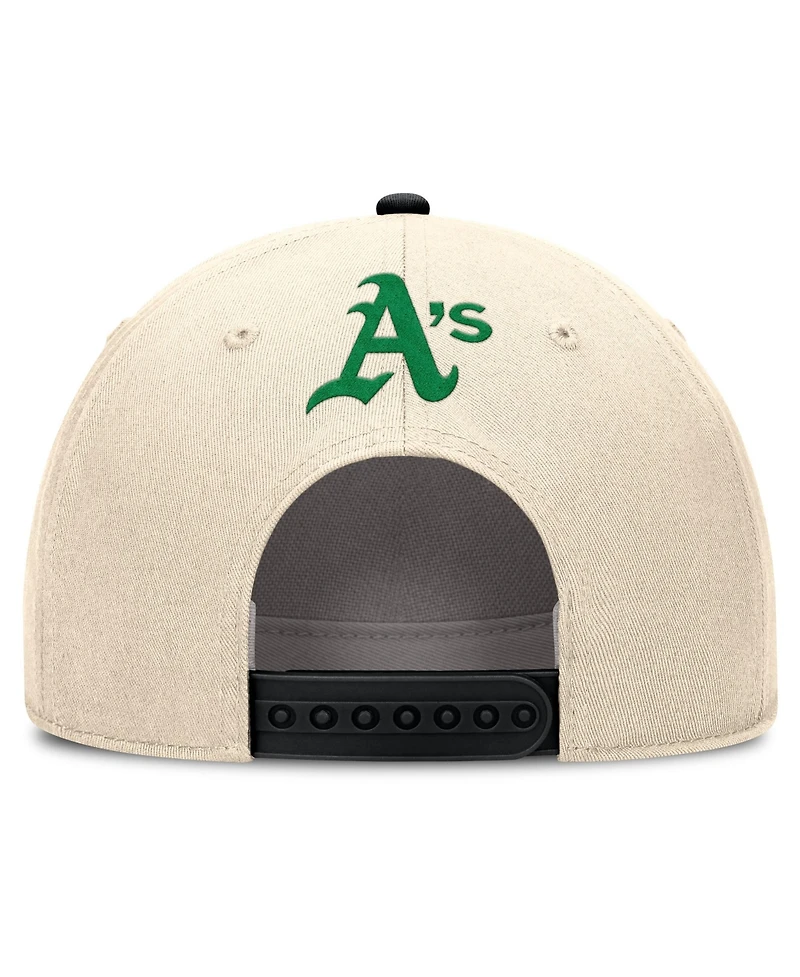 Nike Men's Natural/Black Oakland Athletics Cooperstown Collection Rise Adjustable Hat