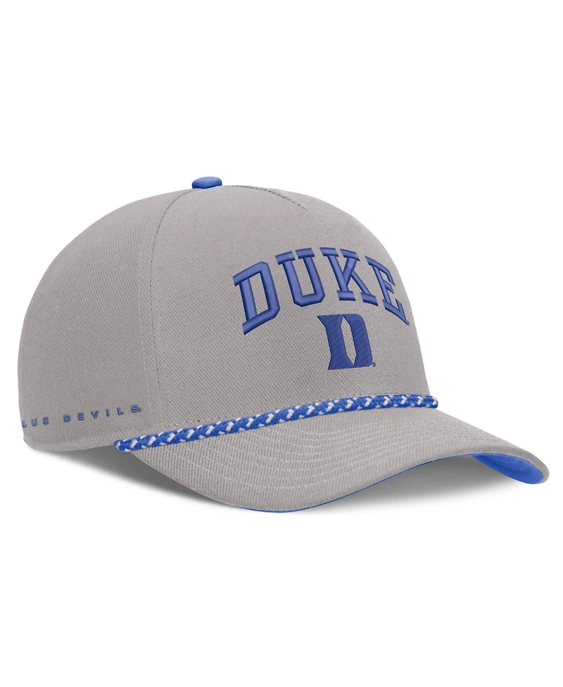 Men's and Women's Nike Gray Duke Blue Devils Primetime Rise Rope Adjustable Hat