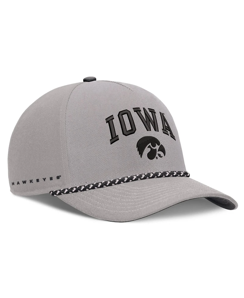 Men's and Women's Nike Gray Iowa Hawkeyes Primetime Rise Rope Adjustable Hat