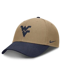Men's and Women's Nike Beige/Navy West Virginia Mountaineers Primetime Rise Dri-fit Adjustable Hat
