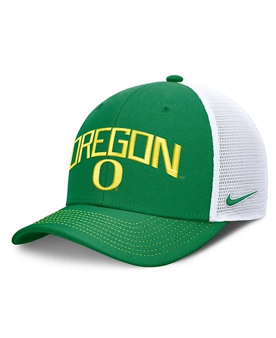 Nike Men's and Women's Green/White Oregon Ducks Primetime Arched Trucker Adjustable Hat