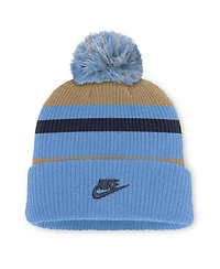 Men's and Women's Nike Carolina Blue/Beige North Carolina Tar Heels Legacy Striped Cuffed Knit Hat with Pom