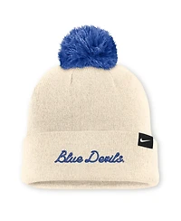 Men's and Women's Nike Natural Duke Blue Devils Campus Prep Script Cuffed Knit Hat with Pom