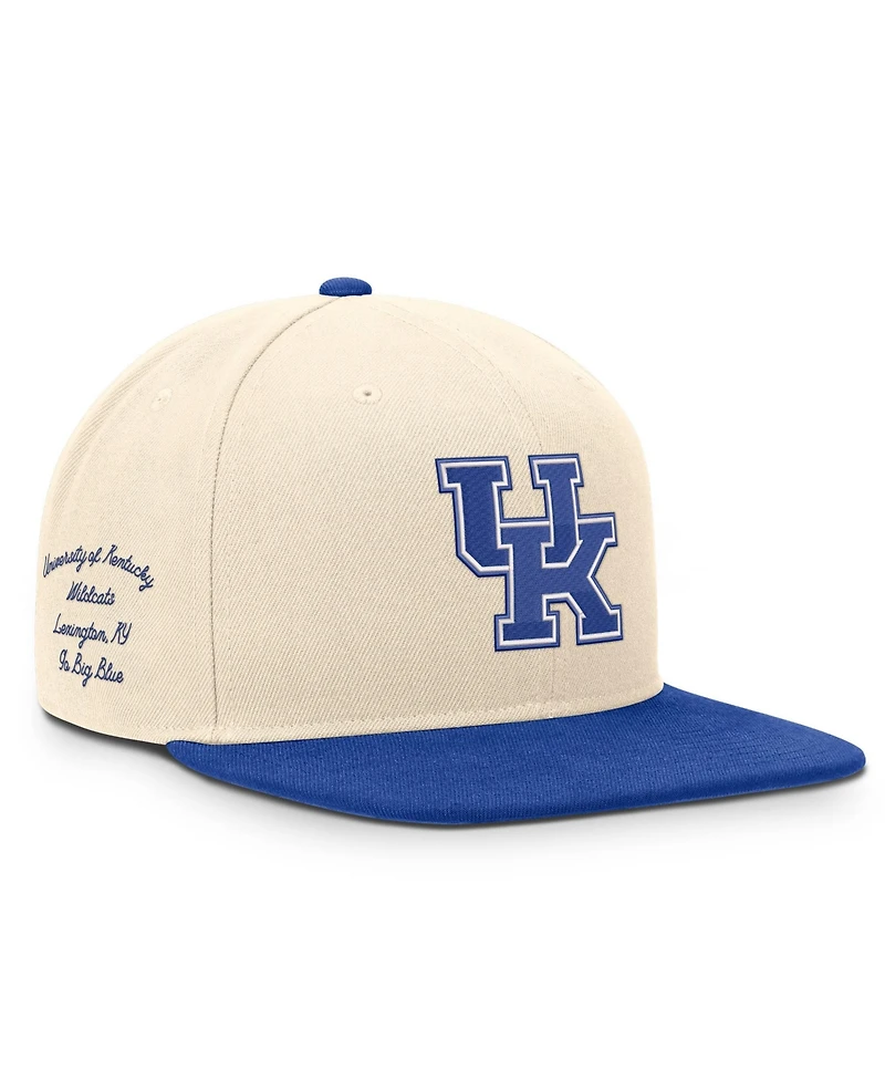 Nike Men's and Women's Natural/Royal Kentucky Wildcats Campus Prep Snapback Hat