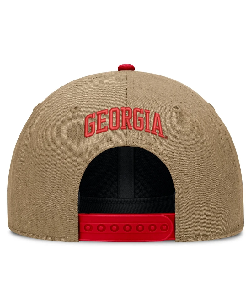 Men's and Women's Nike Beige/Red Georgia Bulldogs Primetime Rise Dri-fit Adjustable Hat