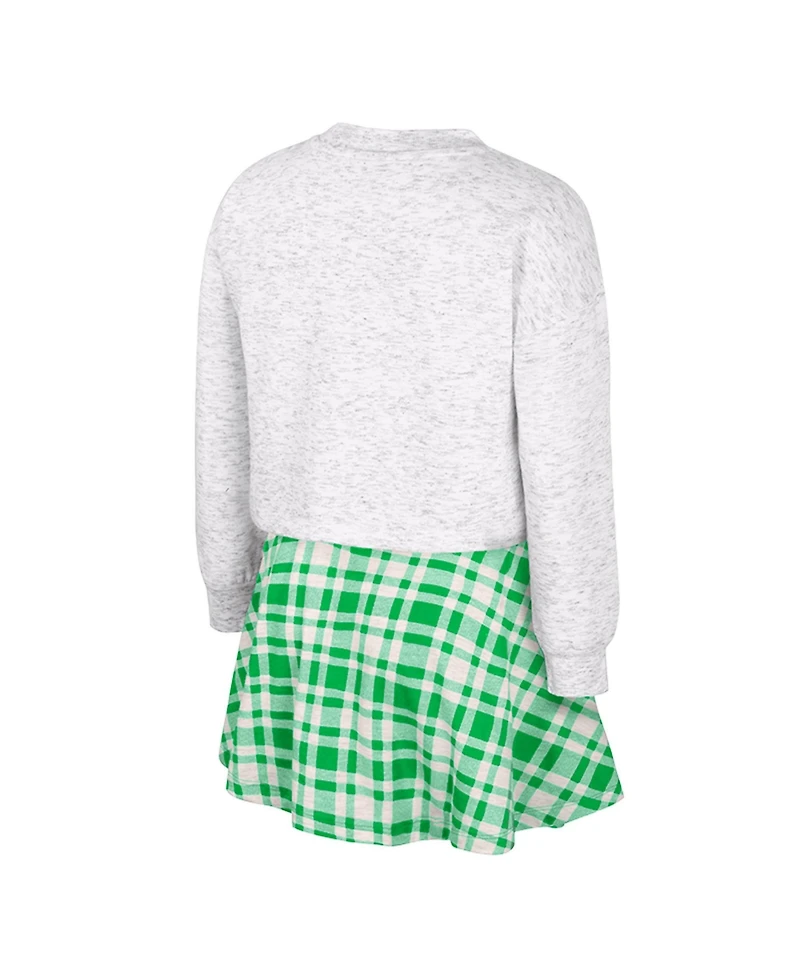 Colosseum Big Girls White Oregon Ducks Marceline Plaid Skirt and Top Set
