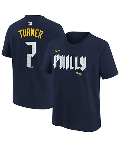 Nike Big Boys and Girls Trea Turner Navy Philadelphia Phillies City Connect Name Number T-Shirt