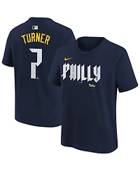 Nike Big Boys and Girls Trea Turner Navy Philadelphia Phillies City Connect Name Number T-Shirt