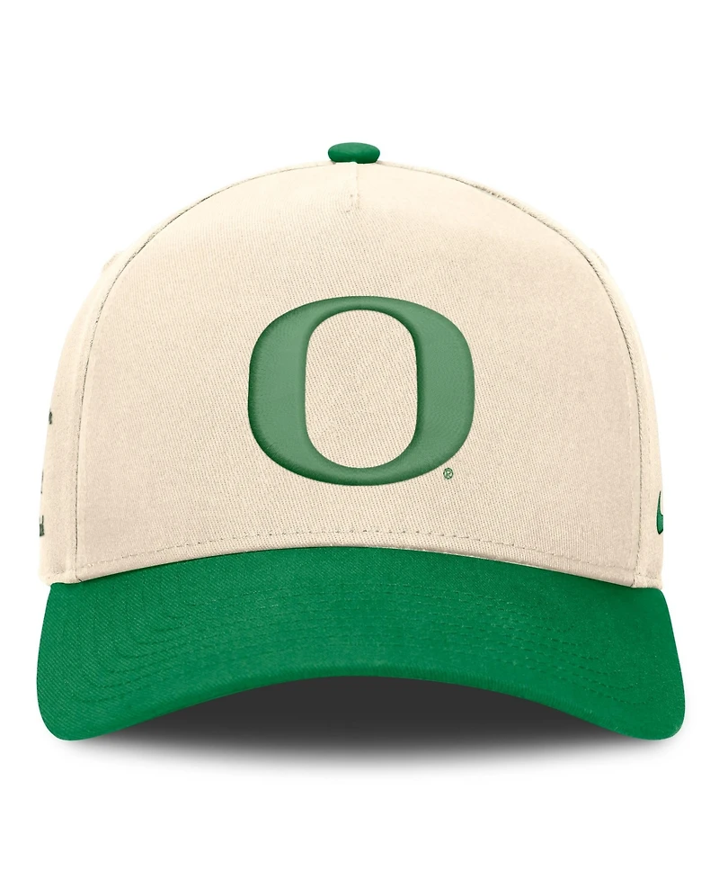 Nike Men's and Women's Natural/Green Oregon Ducks Campus Prep Rise Adjustable Hat