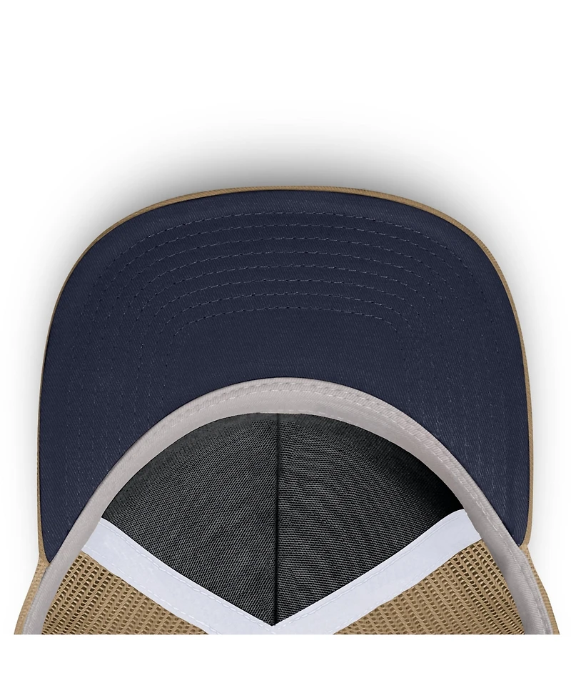 Nike Men's and Women's Beige/Navy West Virginia Mountaineers Primetime Arched Trucker Adjustable Hat