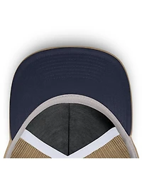 Nike Men's and Women's Beige/Navy West Virginia Mountaineers Primetime Arched Trucker Adjustable Hat
