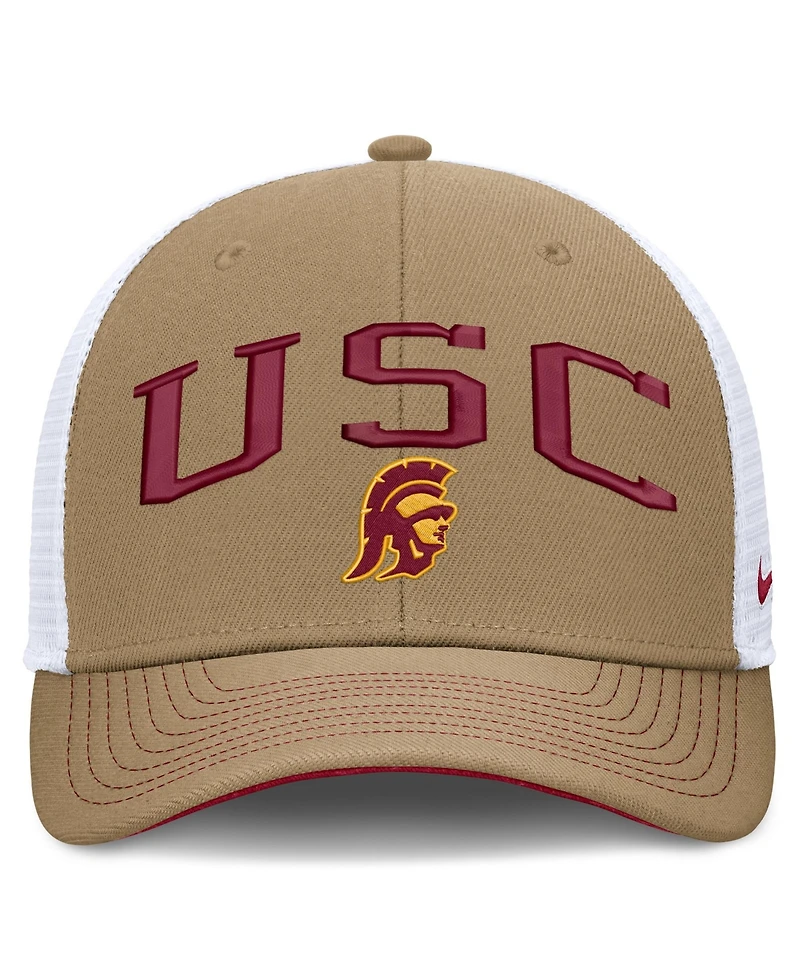 Nike Men's and Women's Beige/Crimson Usc Trojans Primetime Arched Trucker Adjustable Hat