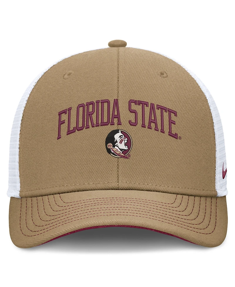 Nike Men's and Women's Beige/Garnet Florida State Seminoles Primetime Arched Trucker Adjustable Hat