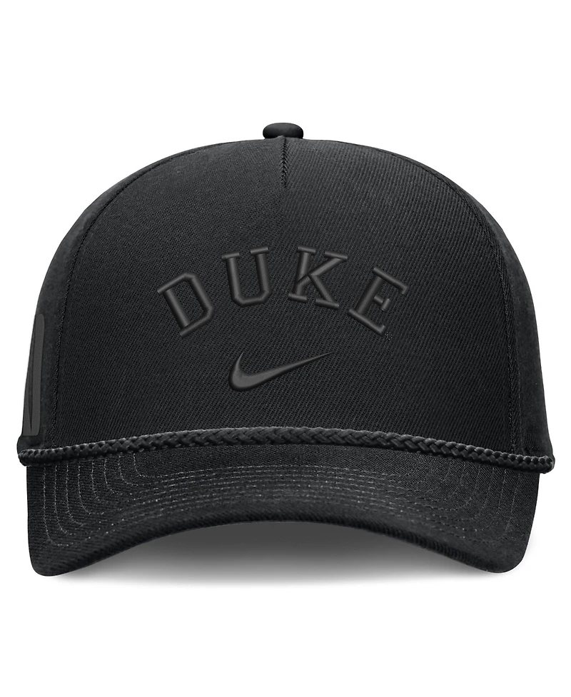 Nike Men's and Women's Black Duke Blue Devils Campus Prep Tonal Rope Rise 5-Panel Adjustable Hat