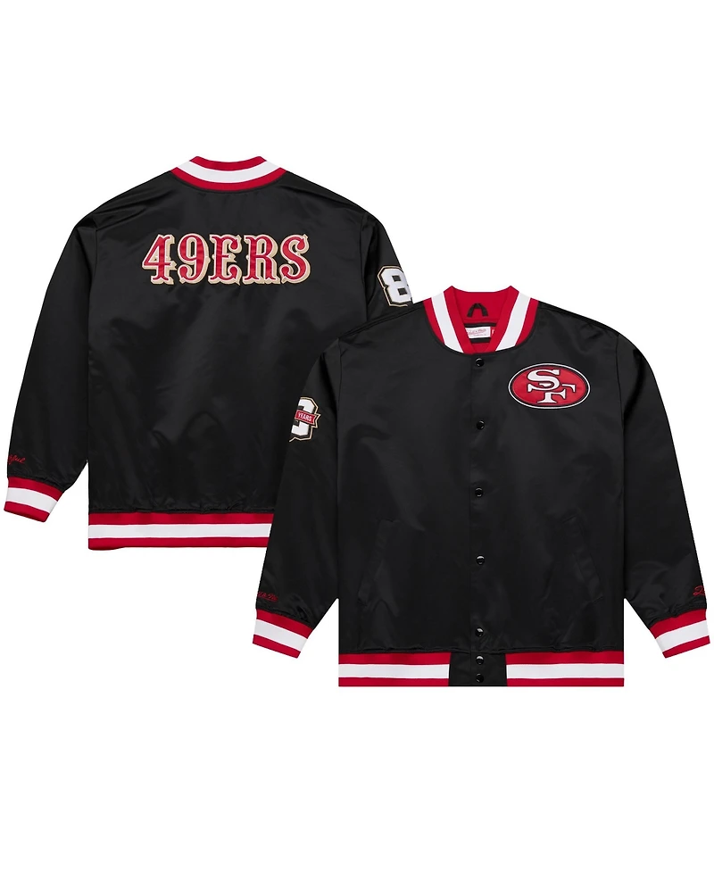 Mitchell & Ness Men's Black San Francisco 49ers 80th Anniversary Heavyweight Satin Full-Snap Jacket