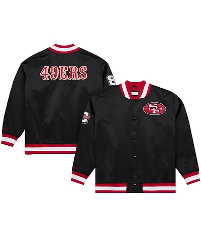 Mitchell & Ness Men's Black San Francisco 49ers 80th Anniversary Heavyweight Satin Full-Snap Jacket
