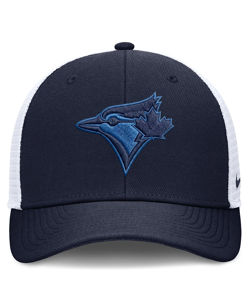 Nike Men's Navy/White Toronto Blue Jays Tonal Rise Trucker Dri-fit Adjustable Hat