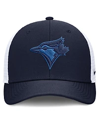 Nike Men's Navy/White Toronto Blue Jays Tonal Rise Trucker Dri-fit Adjustable Hat