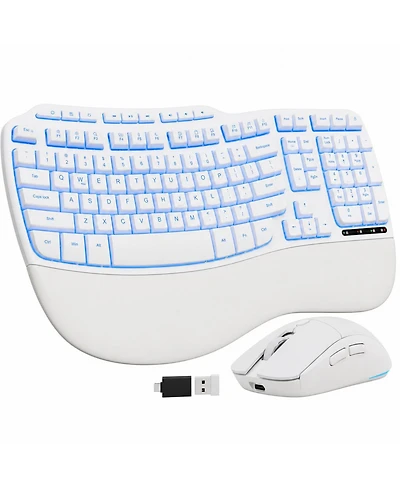 Lofree Wireless Keyboard Mouse Combo Rechargeable 4000mAh Faux Lambskin Palm Rest Backlit Ergonomic