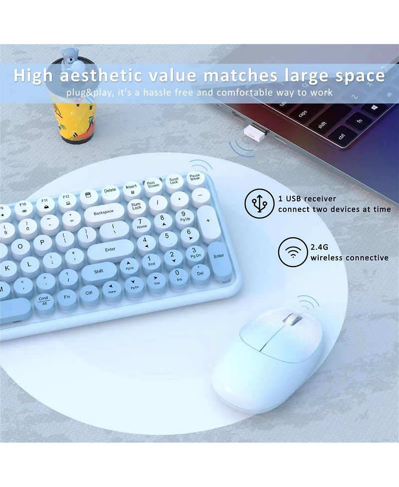 Lofree Retro Typewriter Style Wireless Clicky Keyboard and Mouse Combo, Compatible with Windows macOS