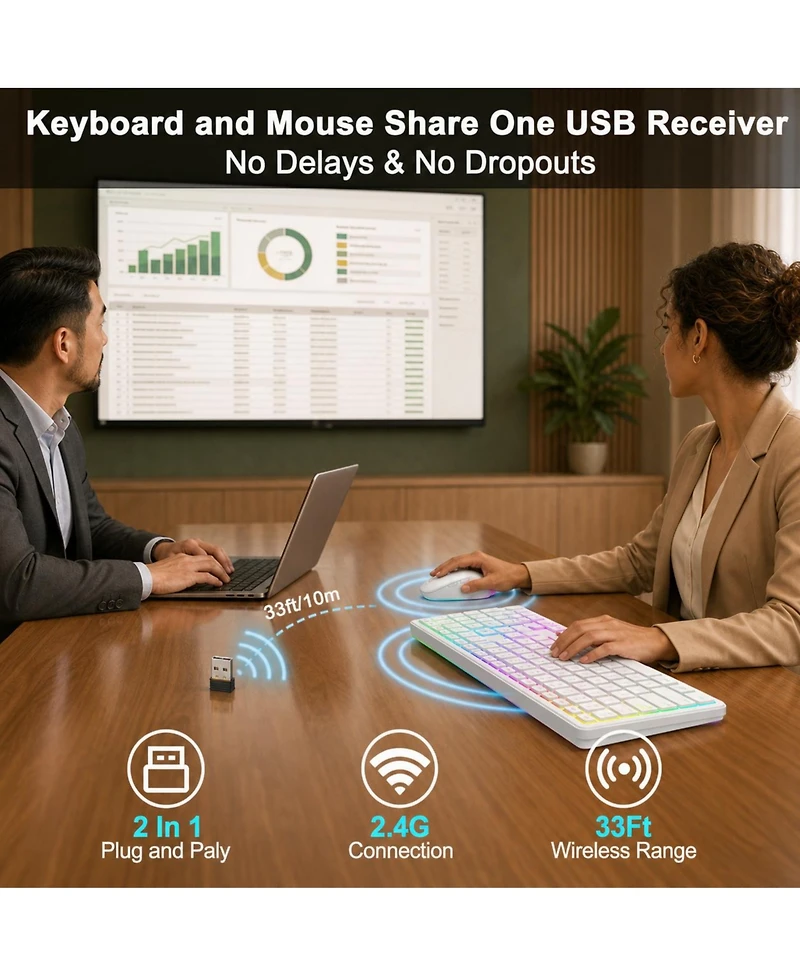 Lofree Rechargeable Wireless Silent Keyboard and Mouse Combo for Windows, Mac, Android, iOS