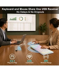 Lofree Rechargeable Wireless Silent Keyboard and Mouse Combo for Windows, Mac, Android, iOS
