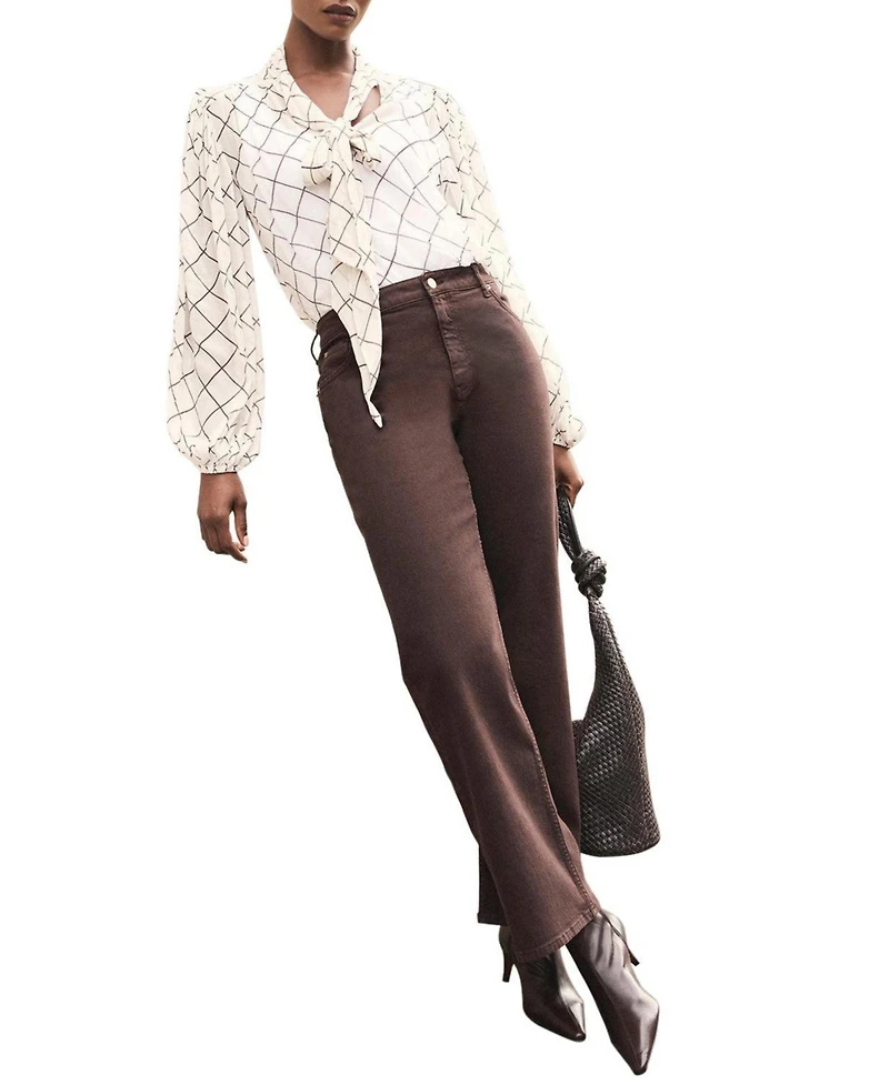 Mint Velvet Women's Checked Bow Blouse