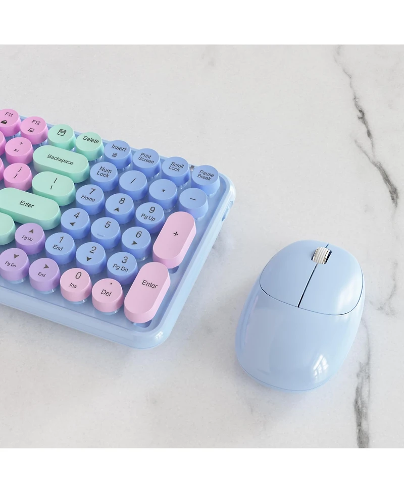 Lofree Retro Typewriter Style Wireless Clicky Keyboard and Mouse Combo Compatible with Windows and macOS