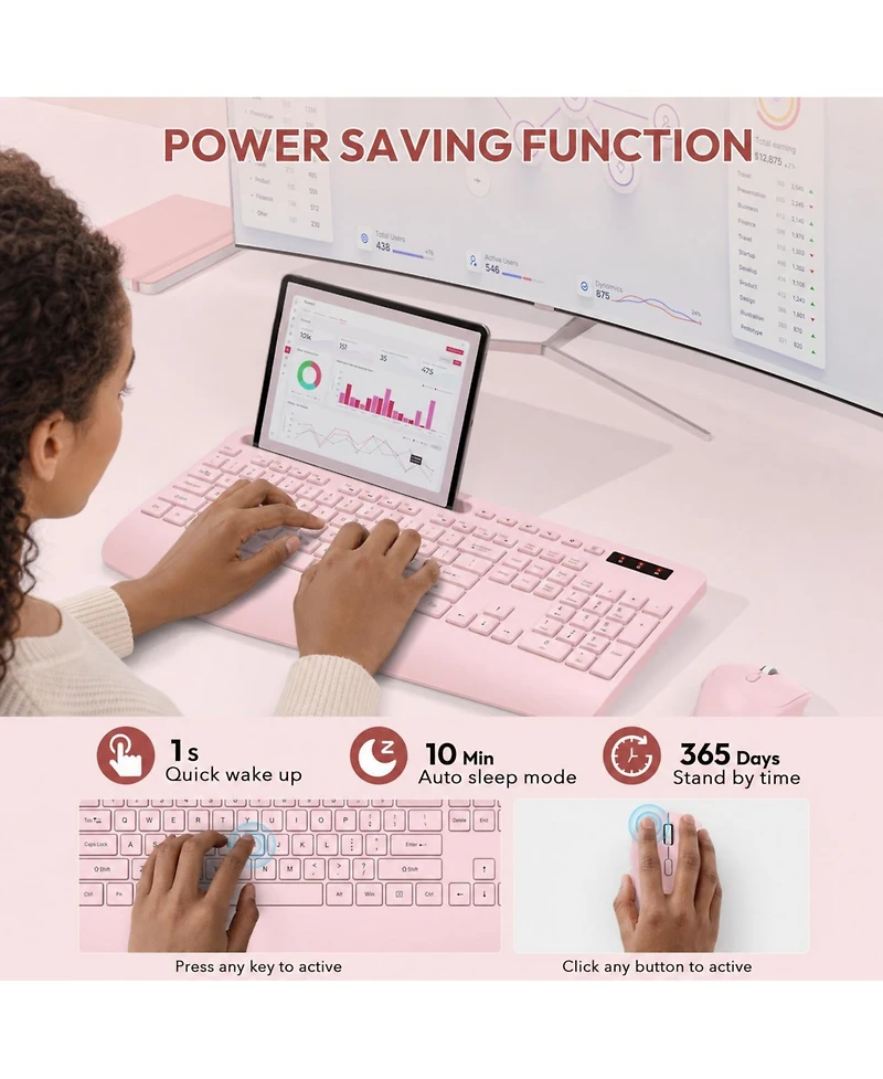 Lofree Wireless Ergonomic Wrist Rest Keyboard and Mouse Combo for Mobile Devices and Computers