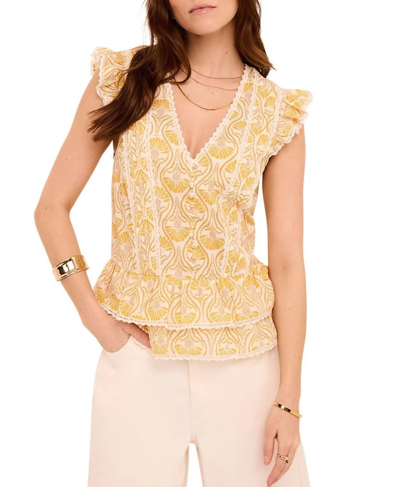 Mint Velvet Women's Cotton Floral Print Top