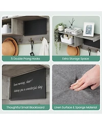 gaomon Hall Tree, Wall Mounted Coat Rack Shoe Bench Set with 5 Hooks, Industrial Entrance Organizer, Shoe Cubbies, Entryway Bench with Storage