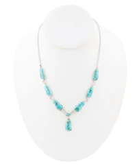 Barse Biwa Blue Turquoise and Silver Link Necklace