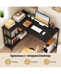 Slickblue L Shaped Corner Desk 47 Inch with Adjustable Storage Shelves