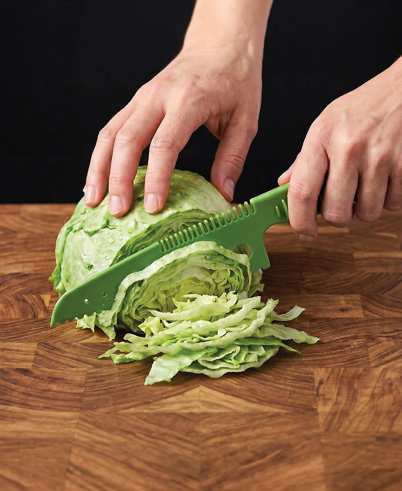 Cat Cora Quickspin 2-Piece One-Handed Pump Salad Spinner and Lettuce Knife