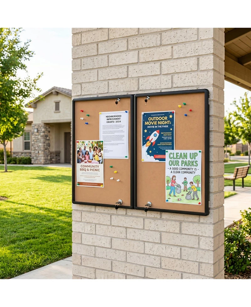 Sugift Enclosed Bulletin Board with Aluminum Frame and Felt Surface