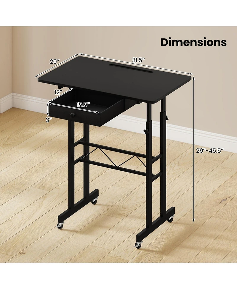 Sugift Height Adjustable Laptop Desk with Fabric Drawer and Tablet Holder