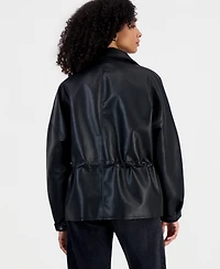 Bar Iii Women's Peplum Oversized Funnel-Neck Faux Leather Jacket, Macy's Exclusive