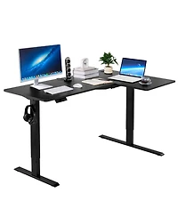 Slickblue L Shaped Standing Gaming Desk with Steel Frame Design