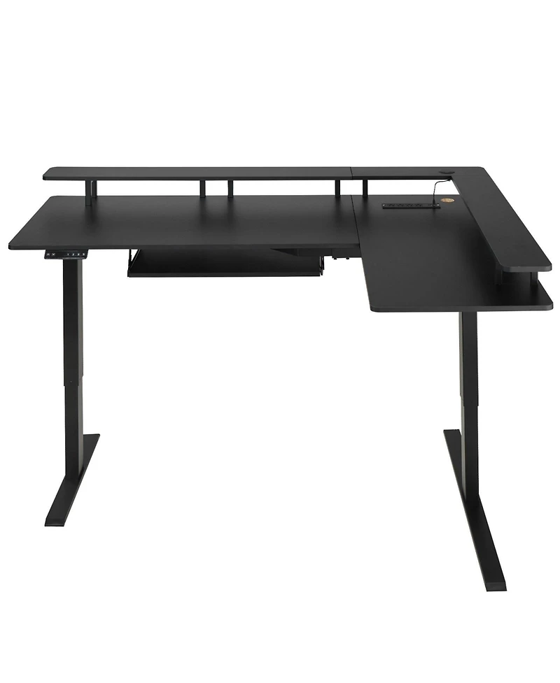 Slickblue L Shaped Gaming Desk with Light Strip for Home Office