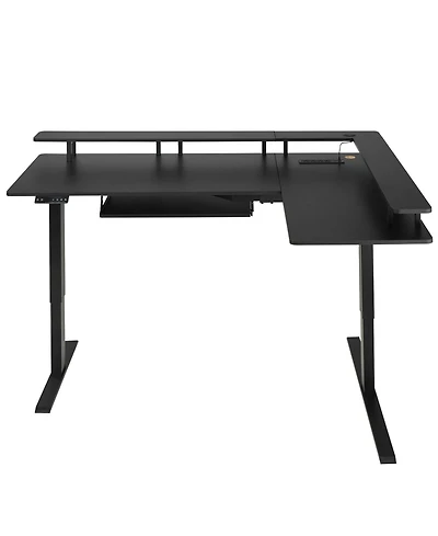 Slickblue L Shaped Gaming Desk with Light Strip for Home Office