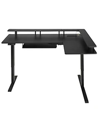 Slickblue L Shaped Gaming Desk with Light Strip for Home Office