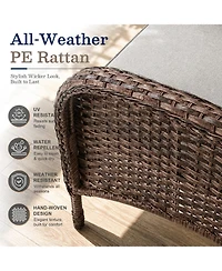 Bellefurn 7-Piece Outdoor Wicker Patio Family Gatherings Conversation Set with 3-Seater Sofa, Arm Chairs and Ottomans
