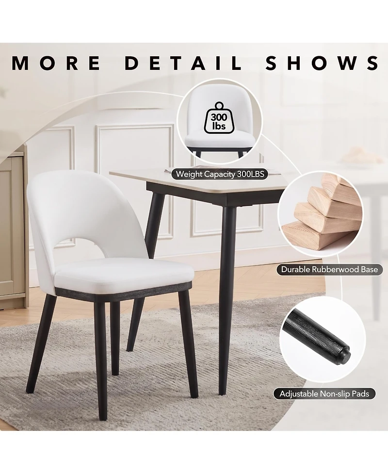 Modern Upholstered Dining Chairs Set of 2, Linen Seat, Thick Cushion, Curved Backrest, Sturdy Wood Legs, Ideal for Dining Room, Restaurant, or Cafe