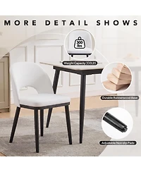 Modern Upholstered Dining Chairs Set of 2, Linen Seat, Thick Cushion, Curved Backrest, Sturdy Wood Legs, Ideal for Dining Room, Restaurant, or Cafe