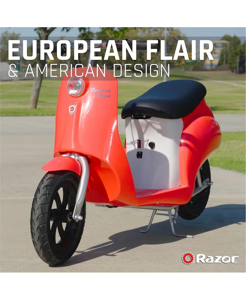 Razor Pocket Mod - Miniature Euro-Style Electric Scooter for Ages 8+, Roma