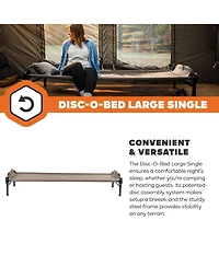 Disc-o-Bed Single Cot, Portable Sleep Solution for Tents and Cabins, Tan, Large