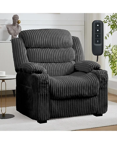 Power Recliner Chair 360 degree Swivel 26 Inch Seat for Adults, Adjustable Reclining Chair with Dual Cup Holders Side Pocket for Living Room, Bedroom