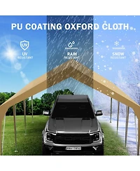 12 x 20/10 20 Ft Carport Canopy Cover, Heavy Duty Waterproof Uv Protected Car Shelter for Patio Parking Driveway, Green/Khaki